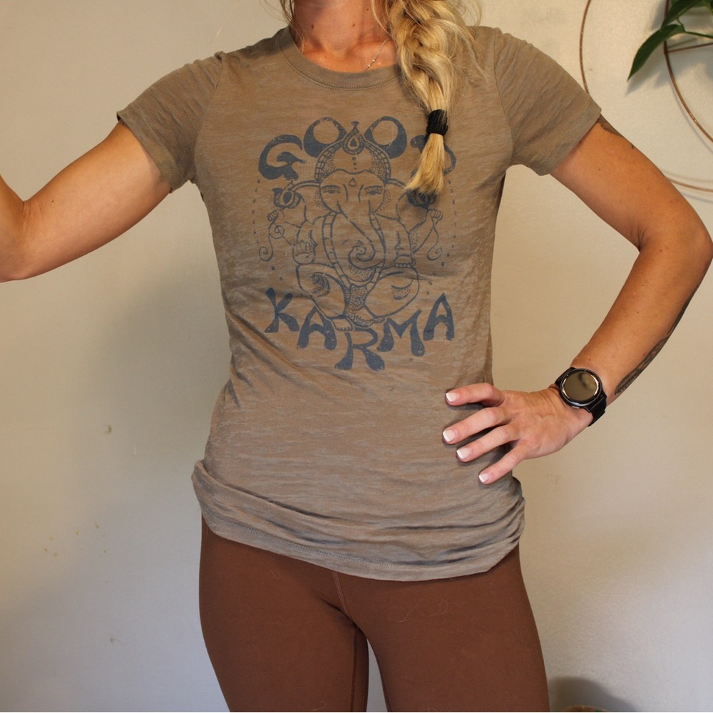 Olive green good karma tee